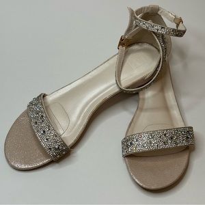 David’s Bridal - DB Studio Crystal Strap Flat Sandals